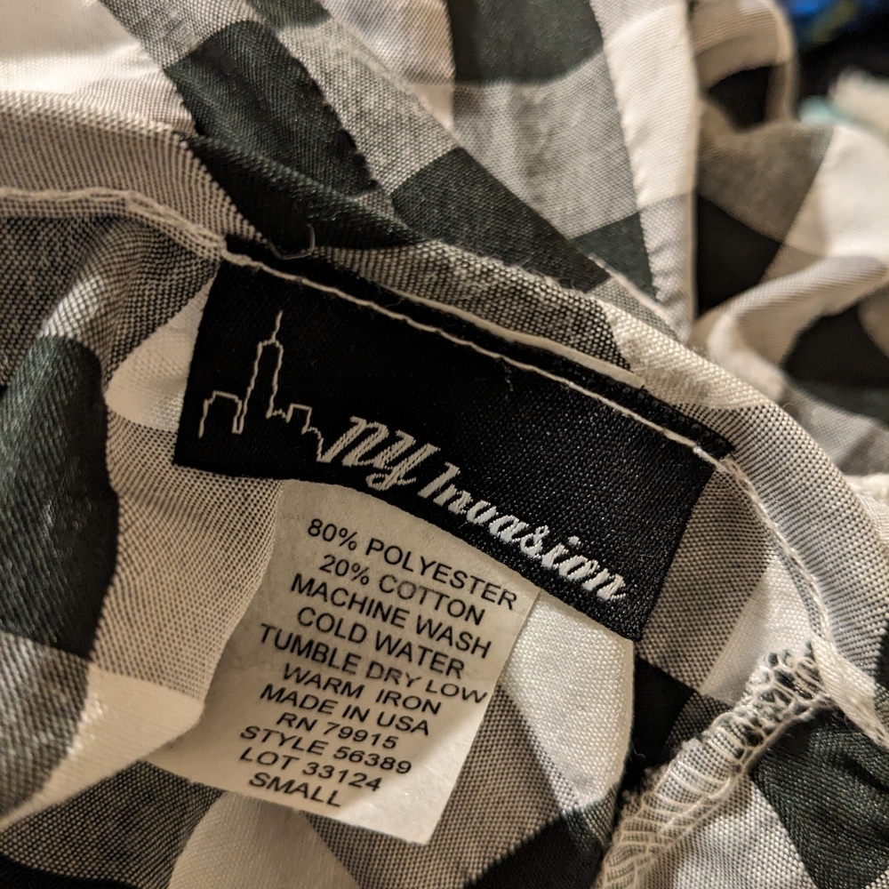 NY INVASION gingham checkered flutter Sleeve top … - image 2